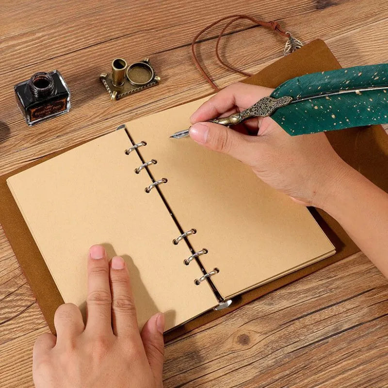 Zestaw Kaligraficzny Vintage Z Notesem I Zielonym Piórem