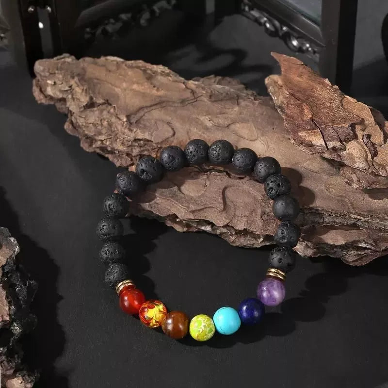 Energetyczna bransoletka aromaterapia 7 Czaker lawa wulkaniczna