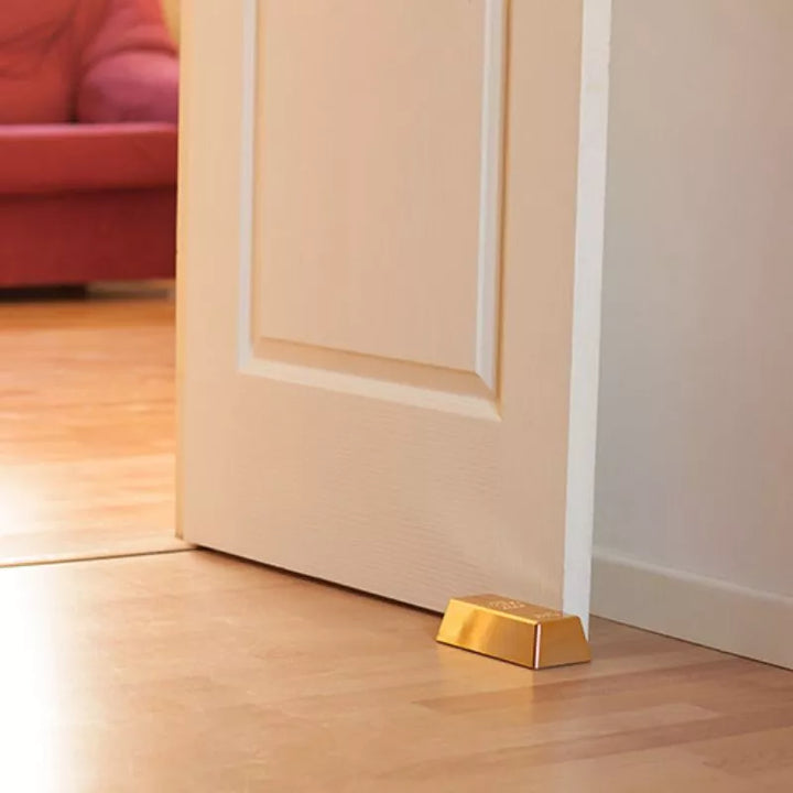 Stoper do drzwi w kształcie sztabki złota – antypoślizgowy, 16,5 cm, 1 kg