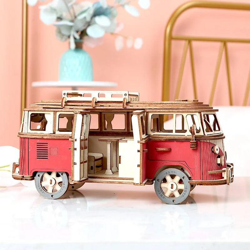Puzzle 3D z drewna Retro Auto
