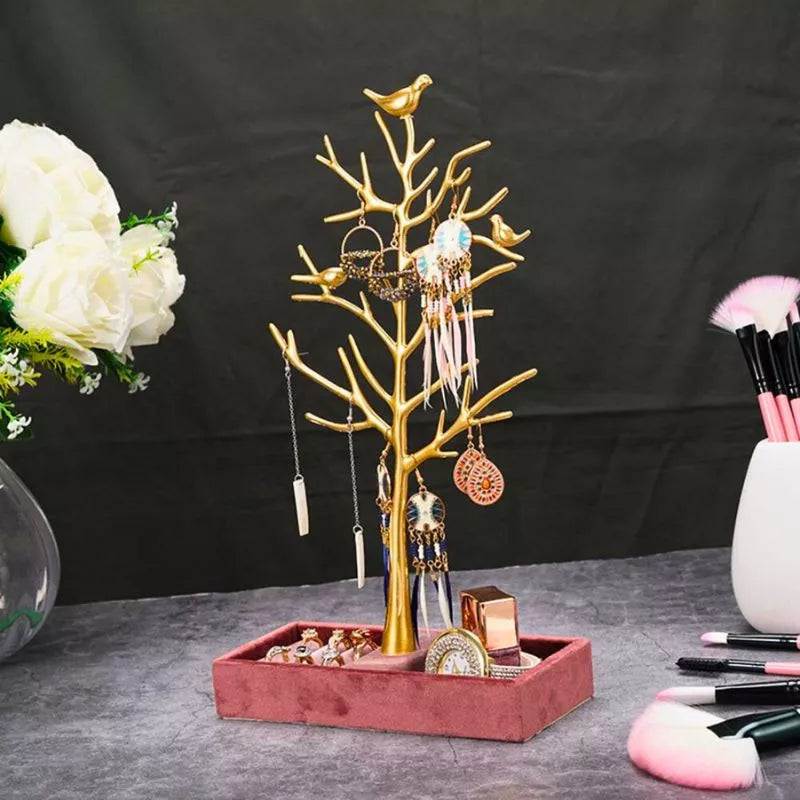 Kreatywny stojak na bizuterie Drzewo z ptakami Fortune