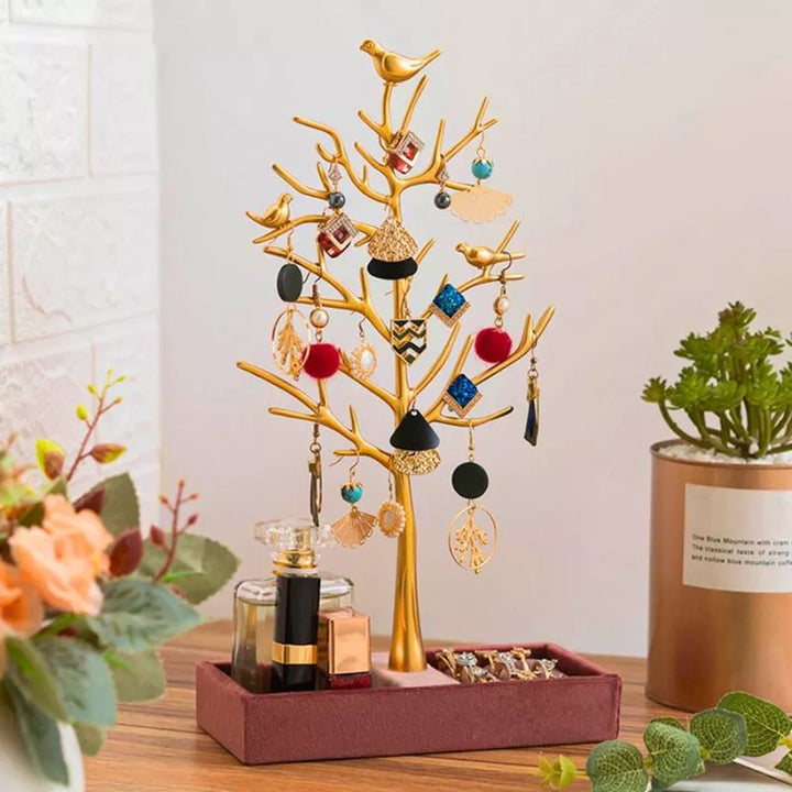 Kreatywny stojak na bizuterie Drzewo z ptakami Fortune
