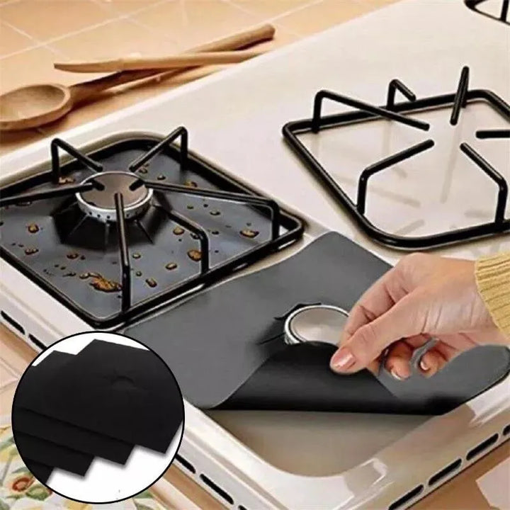 Zestaw 4 teflonowych folii na kuchenke wielokrotnego uzytku i zmywalnych