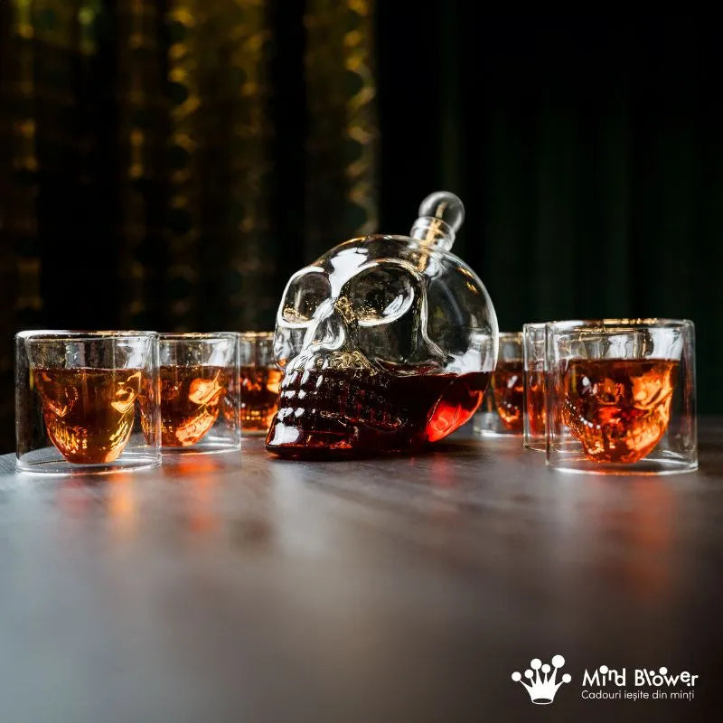 Zestaw prezentowy karafka Czaszka 1000 ml ze szkła + 6 kieliszków Free Spirits
