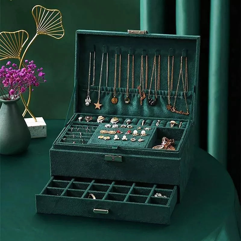 Pudelko na bizuterie z kluczykiem Zielony Szmaragd Bransoletka 7 Czaker GRATIS