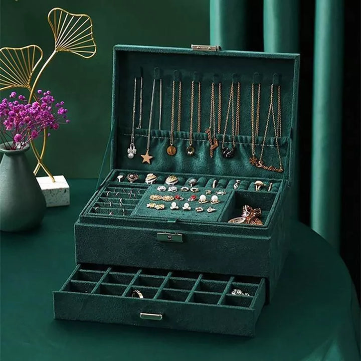 Pudelko na bizuterie z kluczykiem Zielony Szmaragd Bransoletka 7 Czaker GRATIS