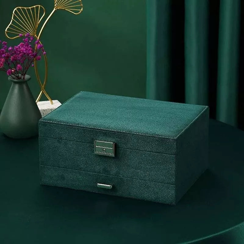 Pudelko na bizuterie z kluczykiem Zielony Szmaragd Bransoletka 7 Czaker GRATIS