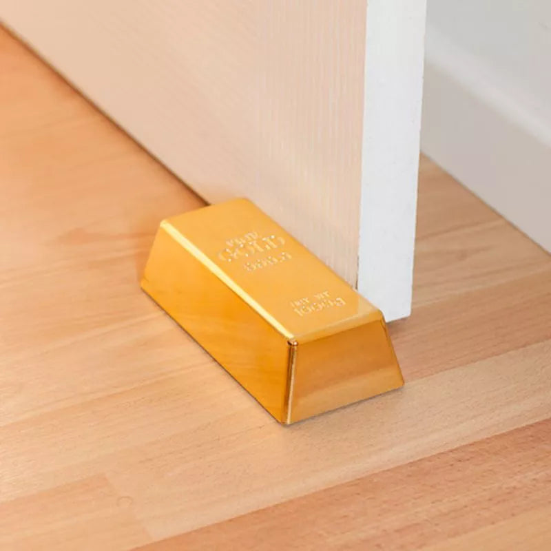 Stoper do drzwi w kształcie sztabki złota – antypoślizgowy, 16,5 cm, 1 kg