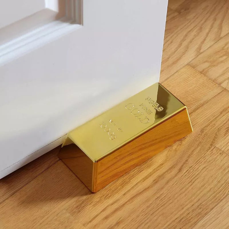 Stoper do drzwi w kształcie sztabki złota – antypoślizgowy, 16,5 cm, 1 kg