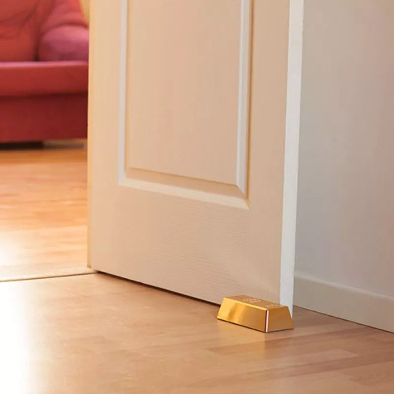 Stoper do drzwi w kształcie sztabki złota – antypoślizgowy, 16,5 cm, 1 kg