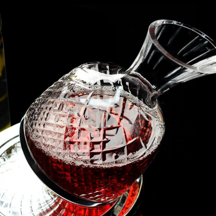 Obrotowy zestaw karafka do alkoholu z 2 srebrnymi kieliszkami