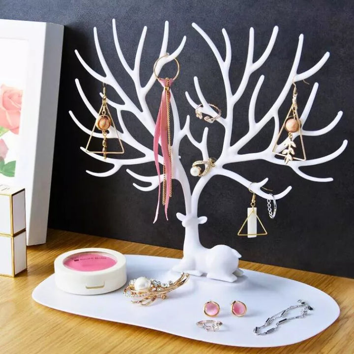 Stojak na bizuterie Biala Sarna z ekspozytorem i organizatorem na skarby