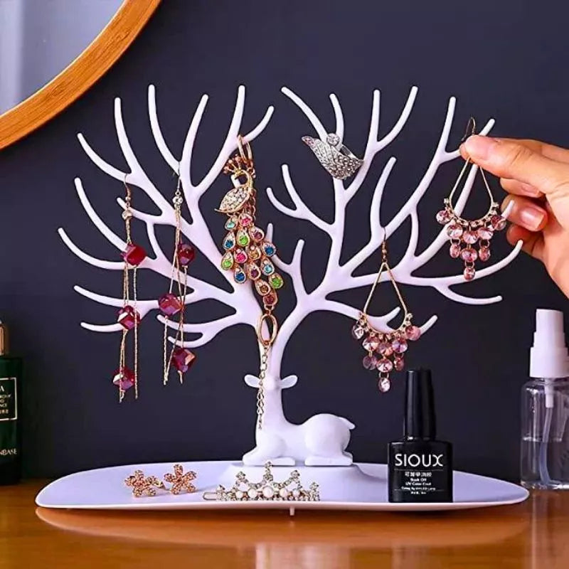 Stojak na bizuterie Biala Sarna z ekspozytorem i organizatorem na skarby