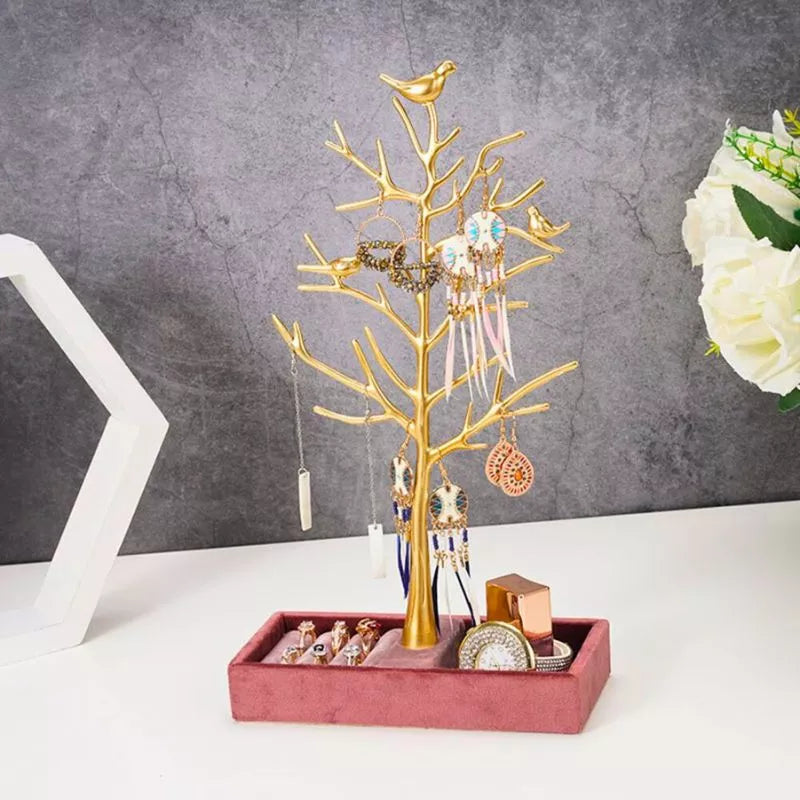 Kreatywny stojak na bizuterie Drzewo z ptakami Fortune